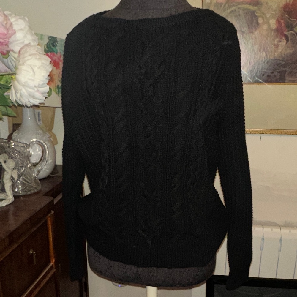NWT Ralph Lauren Black Cable Knit Sweater L